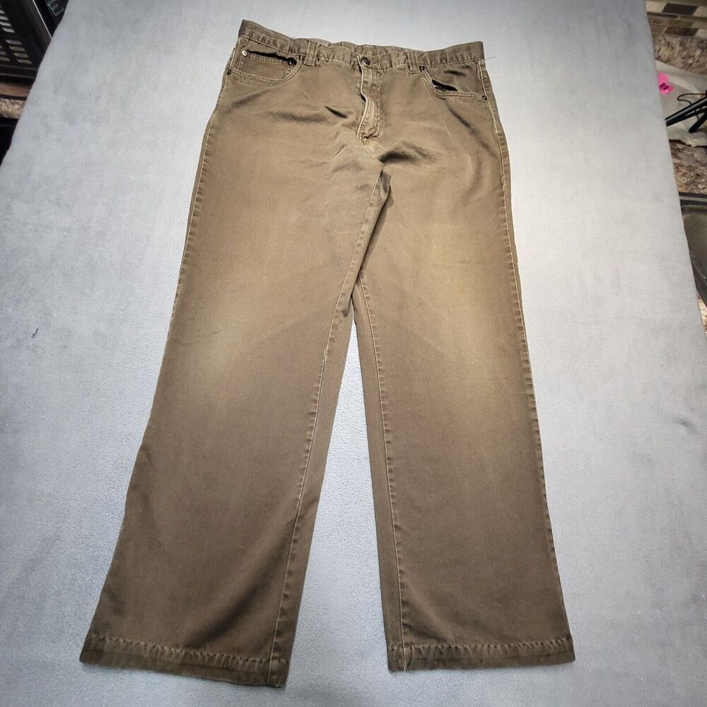 Woolrich Pants Mens 38x30 Brown Dark Wood Straight Leg Distressed